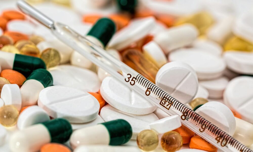 thermometer on medical pills